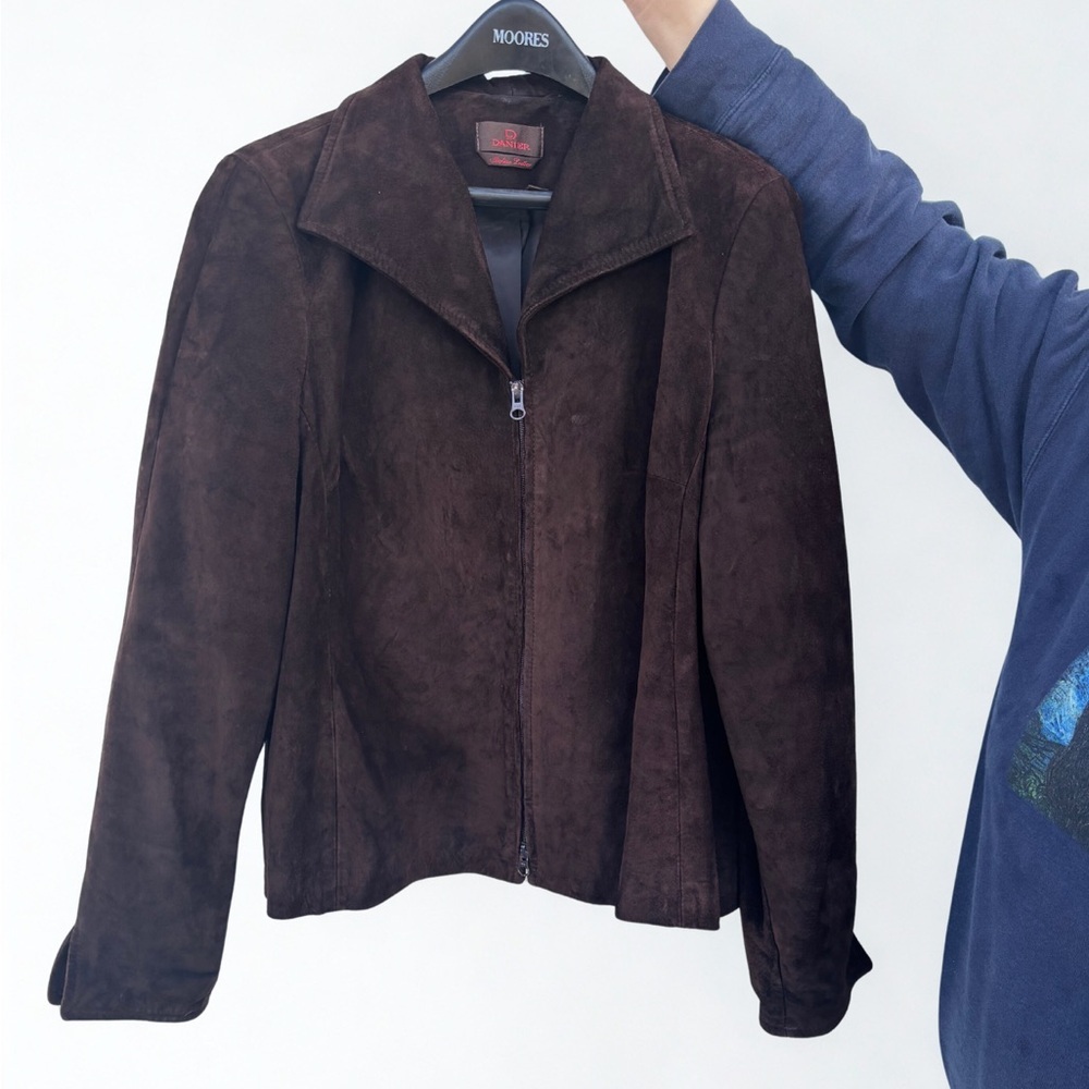 Danier Suede leather brown zip up jacket coat women’s size XXL 🇨🇦